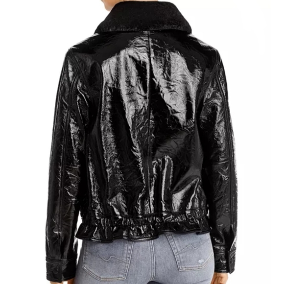7 For All Mankind Jacket Women's Small Patent Leather Black - Picture 2 of 9